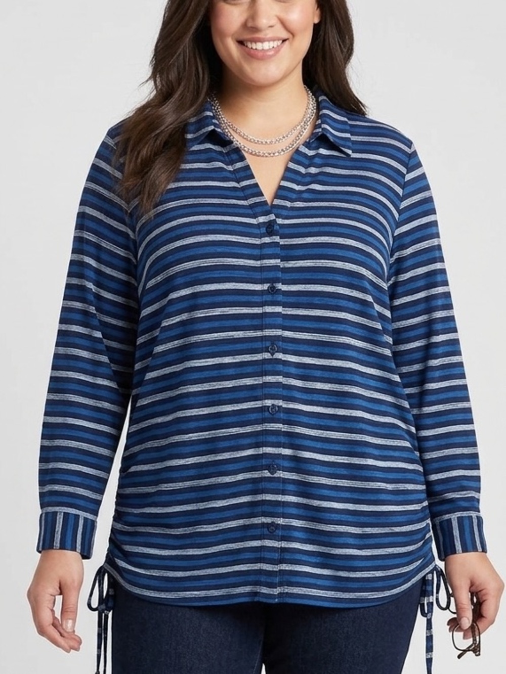 PENNINGTONS Striped Long Sleeve Blouse Corset Lace Hips Plus size X
